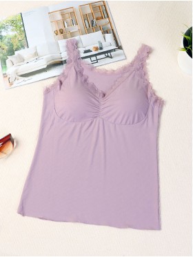 Lace Tank Top W/ Padded Chest Support 